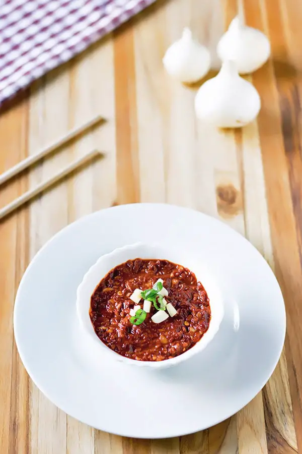 Schezwan Chutney in a serving bowl