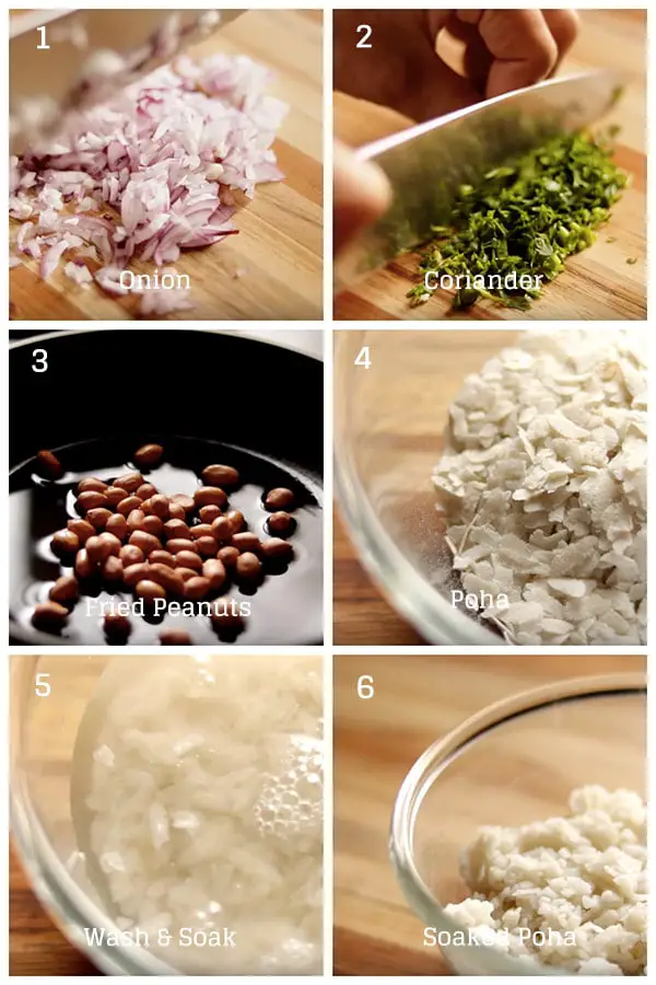 Step by step photos of Poha preparation