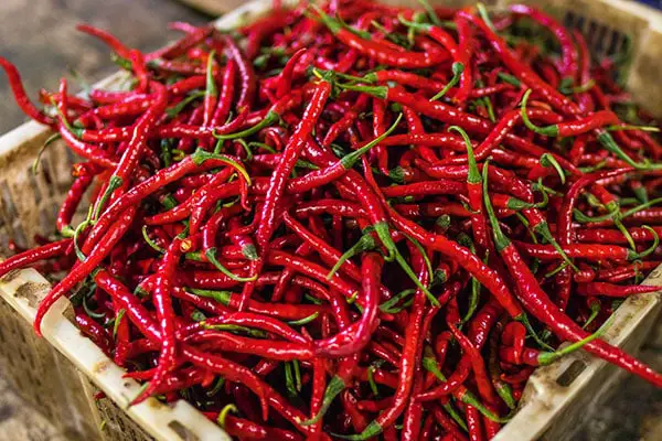 Chillies in an Indian market