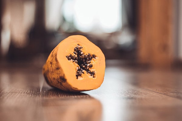 Papaya cut into half