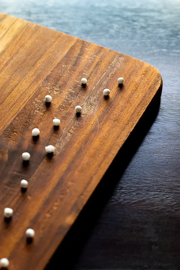 Sabudana on a chopping board