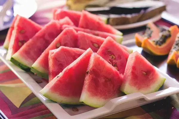 Watermelon slices on a serving plate