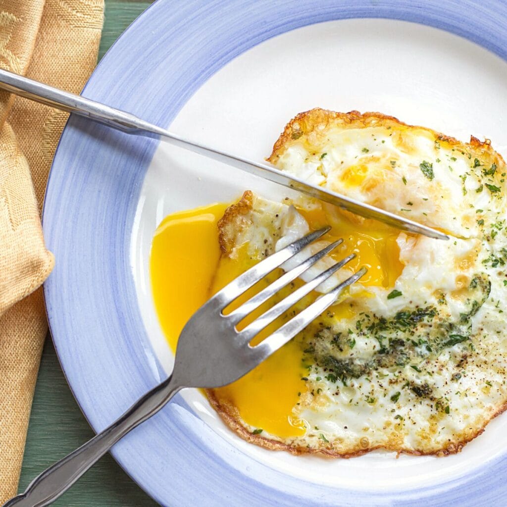 over easy eggs with runny yolk